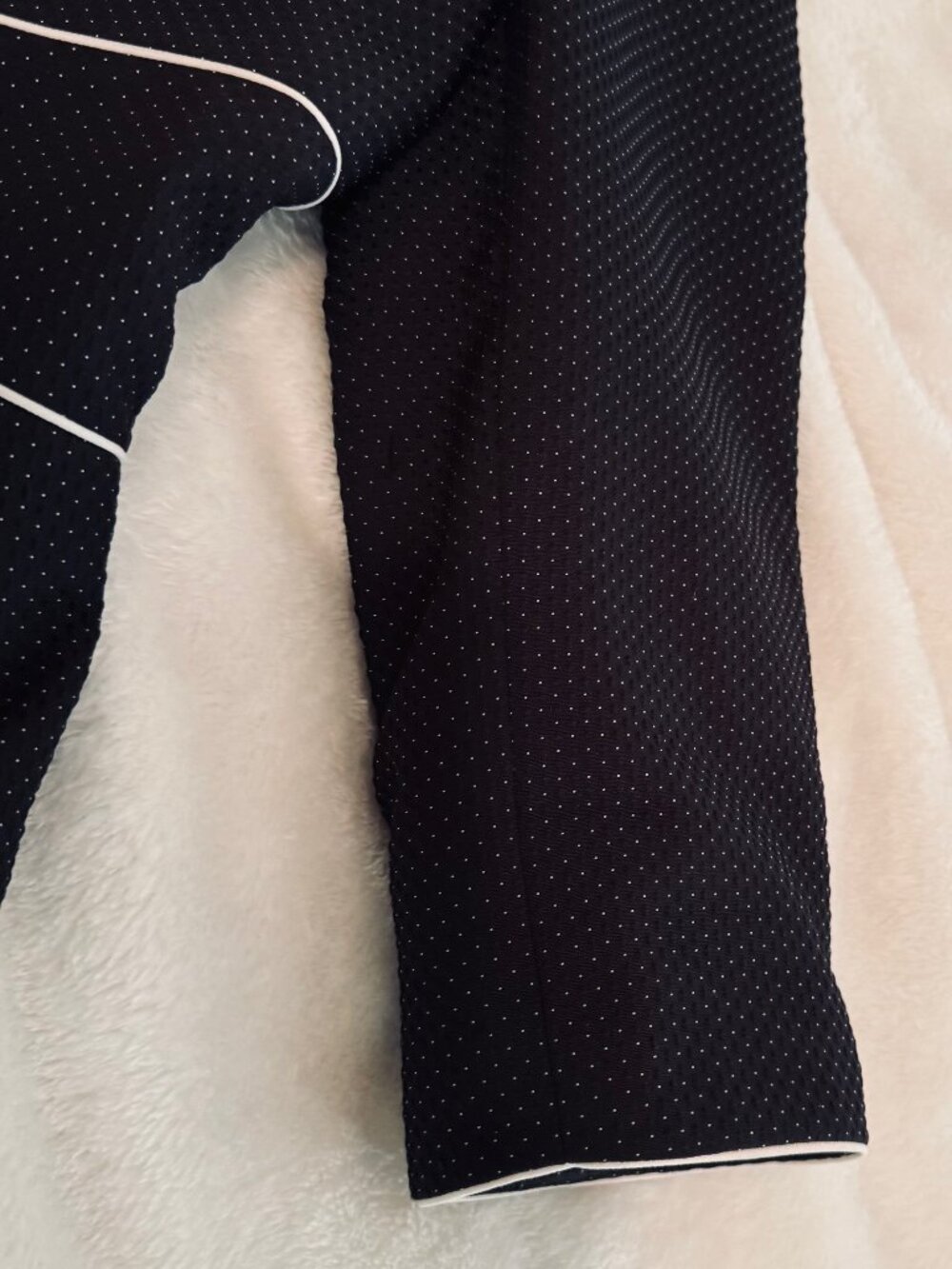 Women's Black Pin Dot Peplum Skirt Set with White Trim - Picture 7 of 16